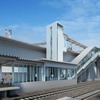 加木屋中ノ池駅の北口駅舎イメージ。構内は6両編成対応の相対式ホーム2面2線で、自動改札機・券売機、インターホンなどを設置。駅集中管理システムも導入される。改札は南北に分かれるが、南改札口は2024年度に設けられる予定。