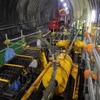 リニア山梨工区での施工の様子。高速長尺先進ボーリング調査は静岡県へ説明後の2月21日から開始された。
