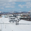 南側から見た倶知安駅の構内。汚染土壌が発見されたのはこの右手の模様。2022年4月2日。