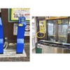 タッチ決済用のポール型改札（左）とタッチ決済用の簡易改札