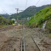 平岡駅の土砂流入現場。