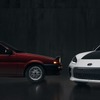 トヨタ GR86 の「トレノ・エディション」（右）と スプリンター・トレノ（AE86型、米国名：カローラ・スポーツ GT-S）