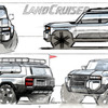 キャルティのジン・キムが描いたスケッチ。開発中期のまだ模索中のスケッチだが、ランクル250のエクステリアの特徴を余すところなく描き出している。
