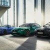 BMW Mの主要モデル。左からM4クーペ、M4カブリオレ、M3セダン、M3ツーリング