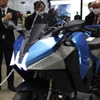 「H2 ＆ FC EXPO 水素燃料電池展」の川崎重工ブースに展示された、カワサキの水素エンジンモーターサイクル（プロトタイプ）