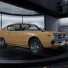 「NISSAN Heritage Cars＆Safe Driving Studio」の入口に置かれたスカイライン2000GTX-E。