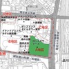 位置図・配置図：計画敷地（緑部分）