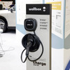 EV充電器、Wallbox「Pulsar Plus」は19.8×20.1cmとコンパクトなサイズが魅力。本体重量も2kgと軽量だ。ブースに訪れた人からは、「これが充電器なんですか？　小さいですね」という声が聞かれた。標準ケーブル長は5.5mと長く、取り回しがしやすい