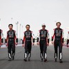 TOYOTA GAZOO Racingのドライバー：（左から）マイク・コンウェイ、小林可夢偉、ニック・デ・フリース、セバスチャン・ブエミ、ブレンドン・ハートレー、平川亮
