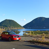 Honda e。鹿児島。藺牟田池のほとりにて。冬季は航続距離が極端に短くなる。