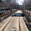 お茶の水橋改修工事で発見された線路（2020年1月撮影）