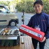 屋外展示コーナーでは水素コンロによる調理デモも行われた