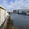 汐見運河。延伸線は写真中央の京葉線をくぐった付近から左へカーブする
