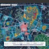 「Japan Midnight Map」の画面イメージ、夜間人流ヒートマップに店舗・施設情報を重ねて表示