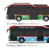 トヨタの燃料電池バス『SORA』（下）と国産初のEV大型バスいすゞ『エルガEV』（上）