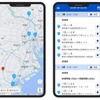 スマートフォンで見られる配送計画とルート画面