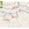 落石発生箇所と当初の通行規制区間