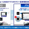 タクシー事業者は「Uber」に加えて「S.RIDE」からの配車依頼も 、電脳交通の車載タブレット1台の同一画面でまとめて受注