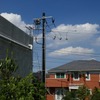 大規模な充電設備となったため、専用に設置された電柱から電気を引き込む