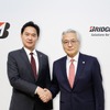 ブリヂストンの次期代表執行役グローバルCEO、森田泰博と、現代表執行役グローバルCEOの石橋秀一氏
