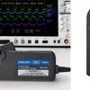 左）新製品「電流プローブCT6705」　（右）赤点線枠内、再生プラスチックを使用した中継回路ボックス