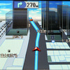 市街地図表示で3Dに切り換えたところ。収録してある階層データに基づいて各建物を立体的に表示する