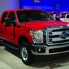 F250 SUPER DUTY。アメリカのピックアップトラックはモデルチェンジのたびにグリルが巨大化している。トラックは押し出しの強い顔のほうが受けるというが、このグリルはいくら何でも大きすぎるのでは。