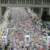 ランナー3万5028人がスタート。やる気になれば走れるものです。（C）東京マラソン