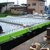 角太橋。秋田県秋田市牛島、猿田川端橋の現場施工状況