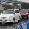 全車速追従機能付クルーズコントロールのテスト風景。