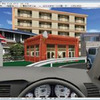 UC-win/Roadのドライビングシミュレータの画面。3画面のマルチモニタタイプ