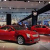 シボレーと双璧をなすキャデラックブース。赤いCTSシリーズが来場者を出迎える