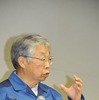 （25日19時・東電本店）　撮影＝石田信一郎