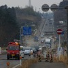 東日本大震災 高台の道路を津波が通過していった