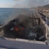 福島第一原発、流出路の火災 福島第一原発、流出路の火災