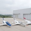 ホンダジェット（向かって左からコンセプト実証機、量産型初号機、量産型3号機）