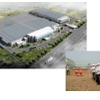 左上：安川電機（瀋陽）有限公司完成予想図。手前が第1工場、奥が第2工場。右下：第2工場着工式