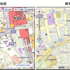 「いつもNAVI（web）」街歩き地図は、コンビニ・ファーストフードなど街中のランドマークを強調して表示。