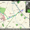 iPadでのルート案内は、右側に交差点名とレーンが表示される。交差点リストをフリックすることで先が確認できる