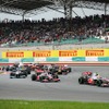 ハミルトン（写真先頭、マクラーレン。3月25日、F1マレーシアGP決勝）