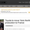 北米向けヴィッツの生産拠点が日本からフランスへ移管されると伝えた『ロイター』