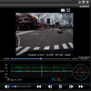 パソコンで再生するときは専用の付属ソフトを使う。このように映像とシンクロして現在地、速度、Gセンサーのデータ等が表示される。
