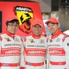 アバルトドライビングファンスクールの講師で、スーパー耐久に挑戦する福山英朗氏（中央）、桧井保孝氏（右）、大文字賢浩氏(左)