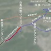 新炭里（シンタンリ）～平康（ピョンガン）間のルート。今回営業を再開したシンタンリ～白馬高地（ペンマゴジ）間はルートを一部変更している。
