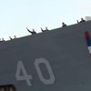 USSハリバートンの帰港（動画キャプチャ）
