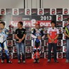 今年の8耐に参戦するライダー。左から加賀山就臣、中須賀克行、秋吉耕佑、津田拓也、出口修