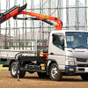 パルフィンガー製ナックルブームクレーンを搭載した小型トラック「キャンター」（撮影用特別仕様車）