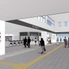 自由通路は吹き抜け空間を確保して開放感を演出する。