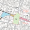 調布駅周辺に整備する複合商業施設の位置。地下化によって空いた地上の線路敷地を活用する。