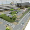 修善寺駅北口の完成イメージ。新駅舎全体が完成するのは2014年8月の予定。